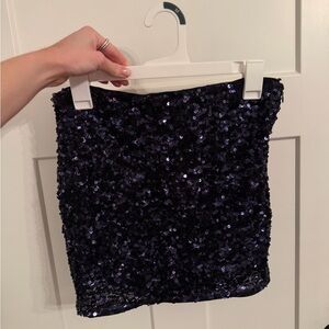 Navy sequin mini skirt